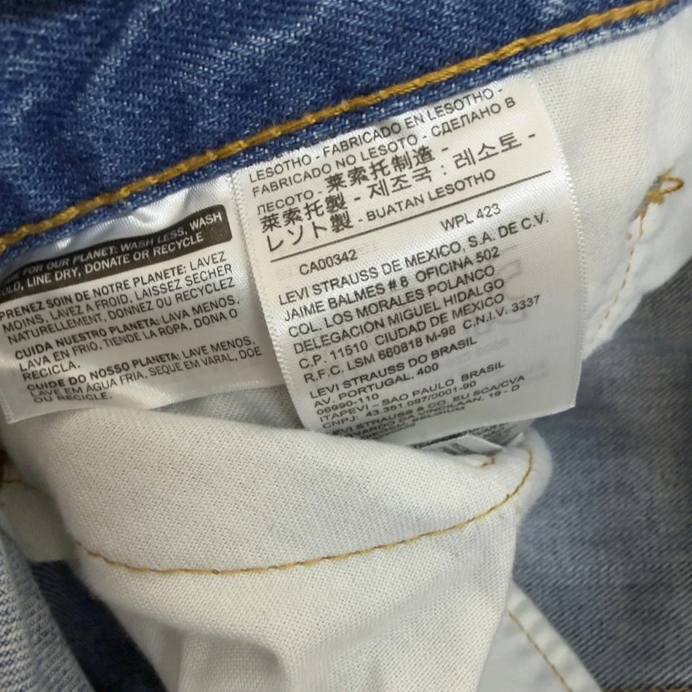 Levis 505 Regular Fit Straight Leg Denim Jeans Light Wash Blue Size 35x32